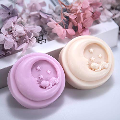 Moon Shaped Silicone Soap Mold for Baby Shower Favors, DIY Candle Making & Cake Decorating - Perfect for Handmade Gifts, Bath Bombs & Home Crafts