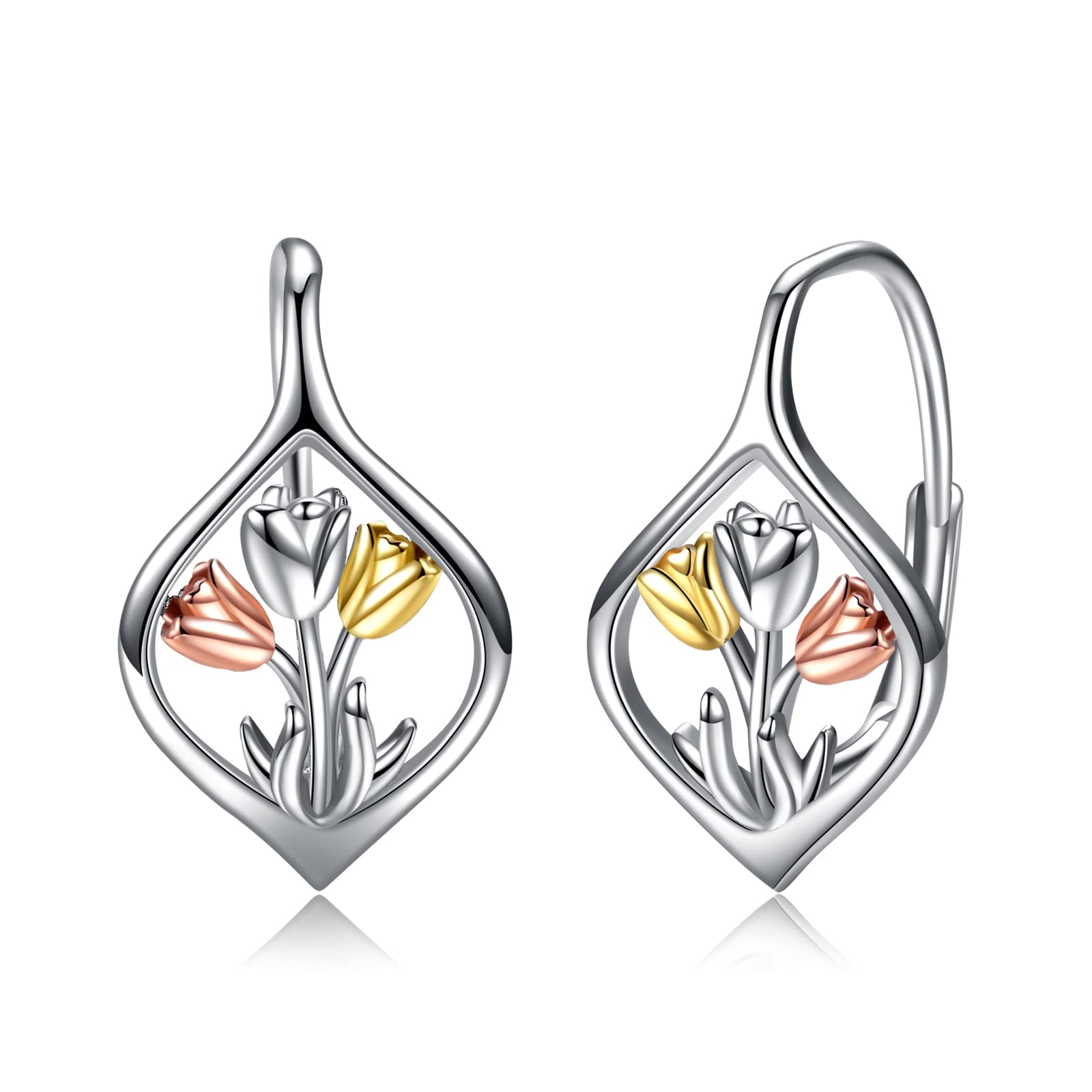 WINNICACA Sterling Silver Leverback Hoop Earrings for Women - Dangle Drop Earrings for Teens, Birthday & Anniversary Gifts - Perfect for Parties, Weddings & Everyday Wear