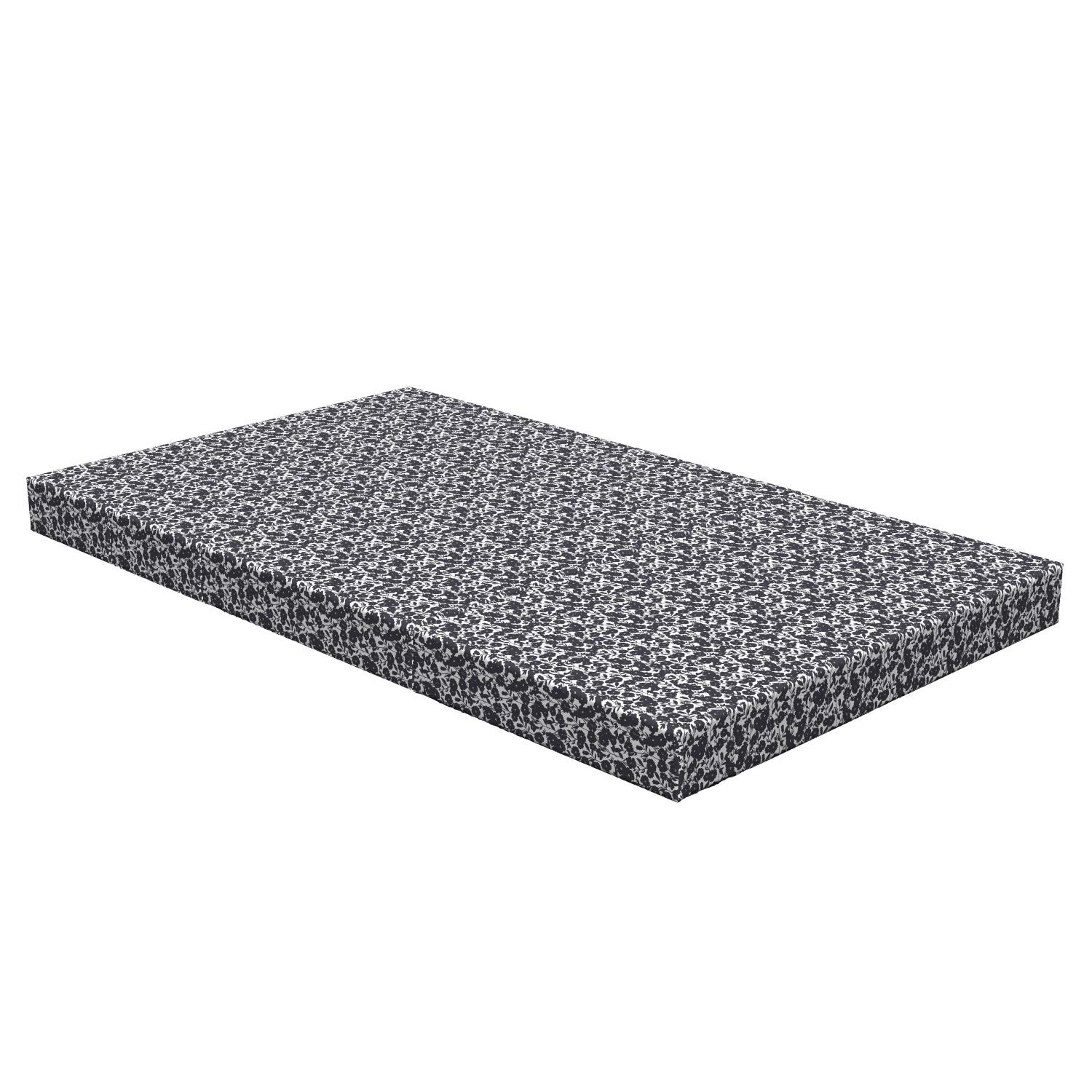 Ambesonne Black and White Foldable Mattress with Gardening Flowers Print, 78.7