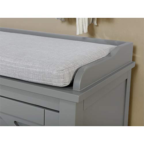 Coventry 45-inch Wooden Storage Bench with Cushion & Decorative Side Panels - Gray Accent Table for Entryway, Mudroom & Laundry Room - Adjustable Removable Shelves - Perfect for Home Organization & Cozy Seating
