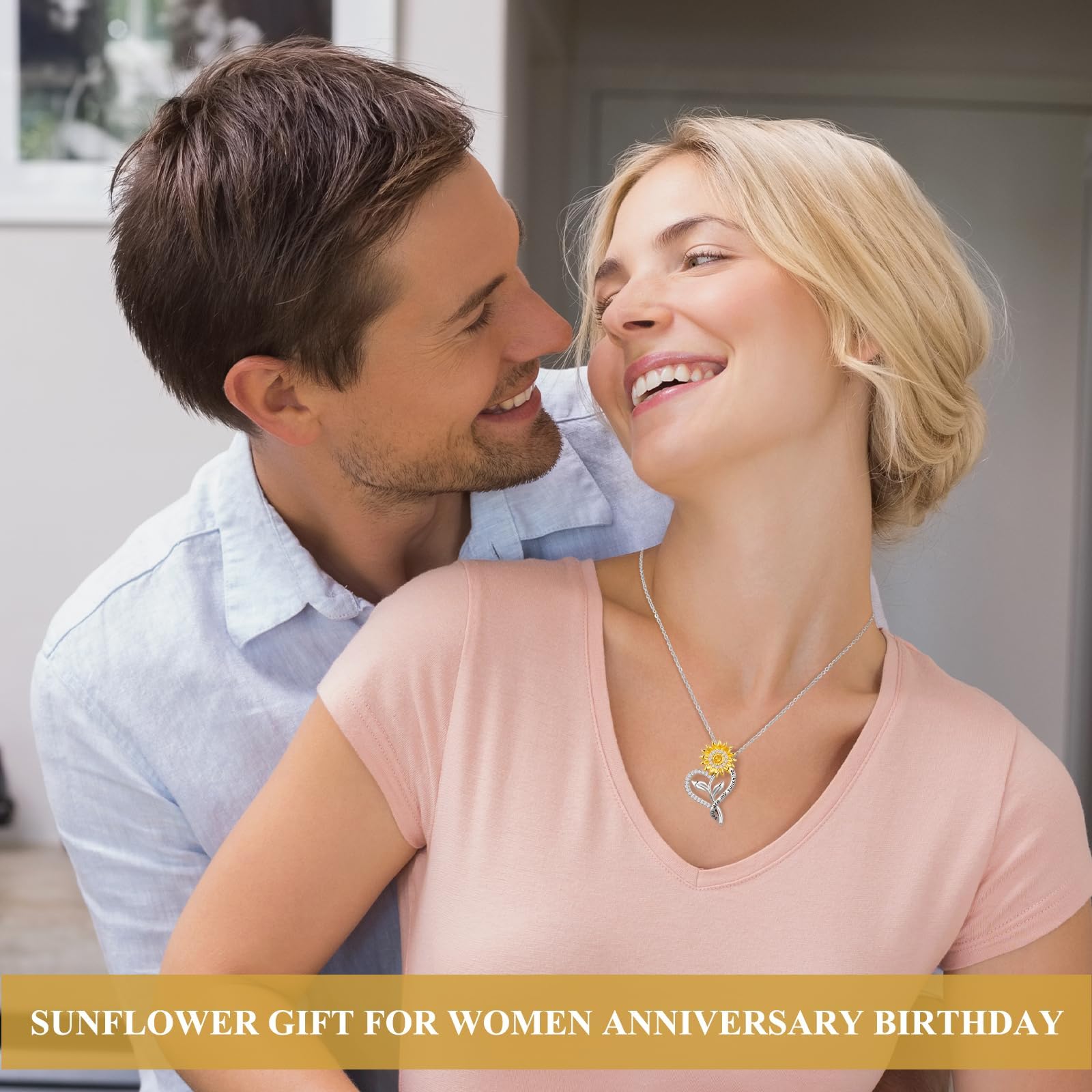 18K Gold Plated Sunflower Necklace for Women - Elegant Anniversary, Birthday & Valentine's Day Gift for Wife, Girlfriend, Mom, Daughter, Sister & Friend - 