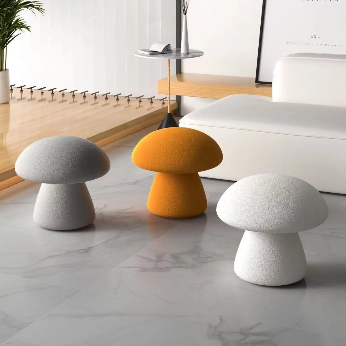 Soft Mushroom Fleece Pouf Stool - Cozy Seating for Living Room, Bedroom & Nursery | Versatile Ottoman Footrest