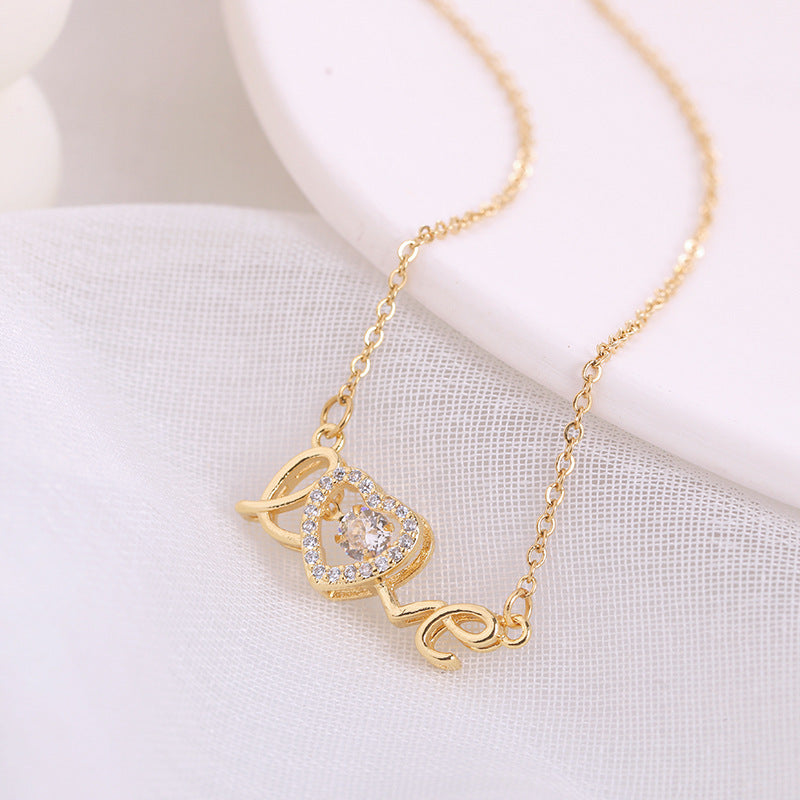 Valentine's Day Gift for Her - Titanium Steel Love Necklace Women's Fashion Jewelry, Elegant Clavicle Chain for Anniversary, Date Night & Romantic Occasions