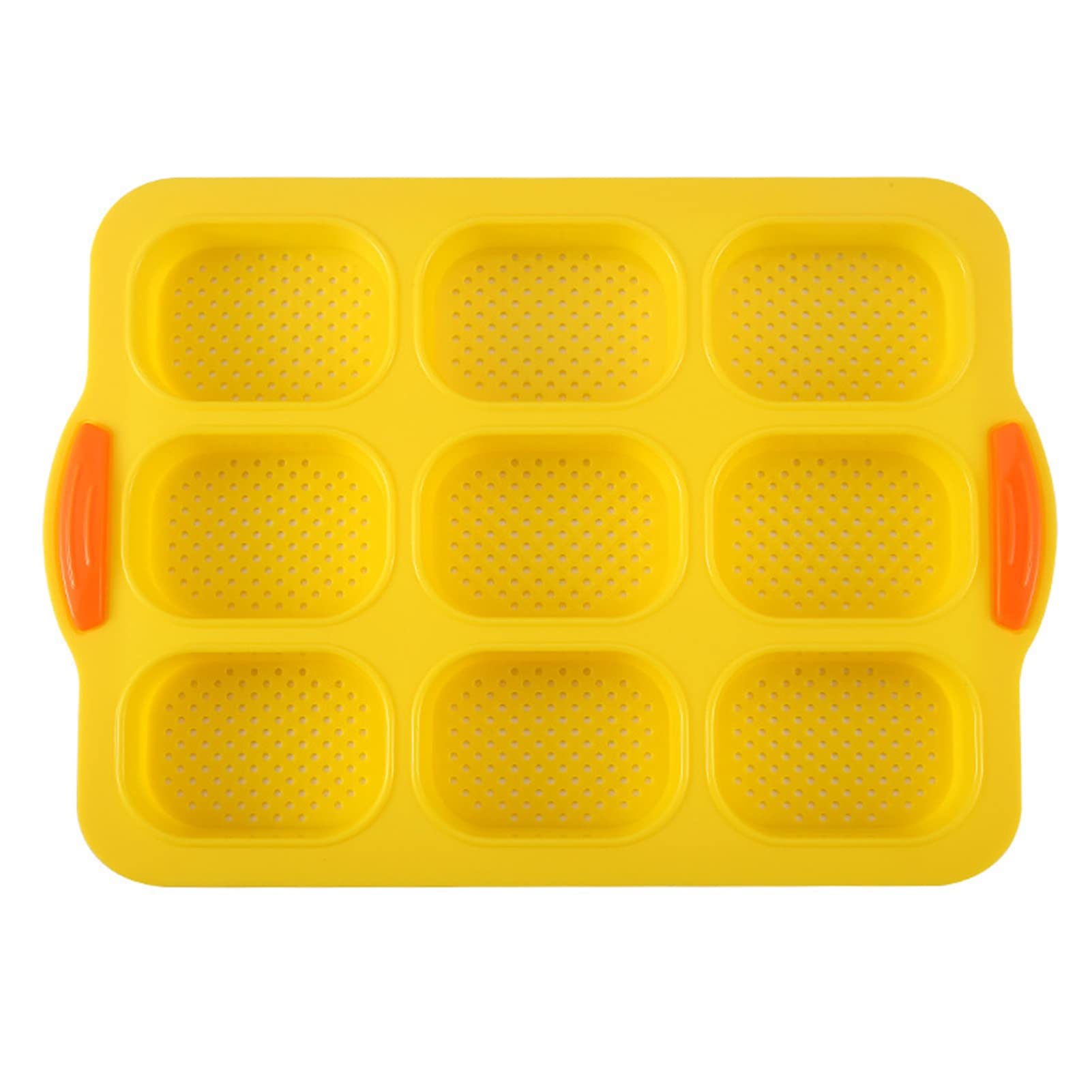 FETION Nonstick Silicone Baking Pan - 9 Grid Perforated Loaf Bread Pan with Insulated Handle | Perfect for Homemade Bread, Muffins & Pastries | Ideal for Breakfast, Afternoon Tea & Baking Enthusiasts