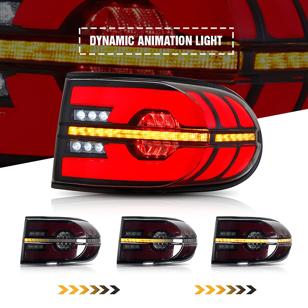 Smoke Tail Light Assembly for Toyota FJ Cruiser 2006-2023 - Sequential Turn Signals & Custom Animation - Direct Replacement Rear Lights - Perfect for Off-Roading & Night Driving Upgrades