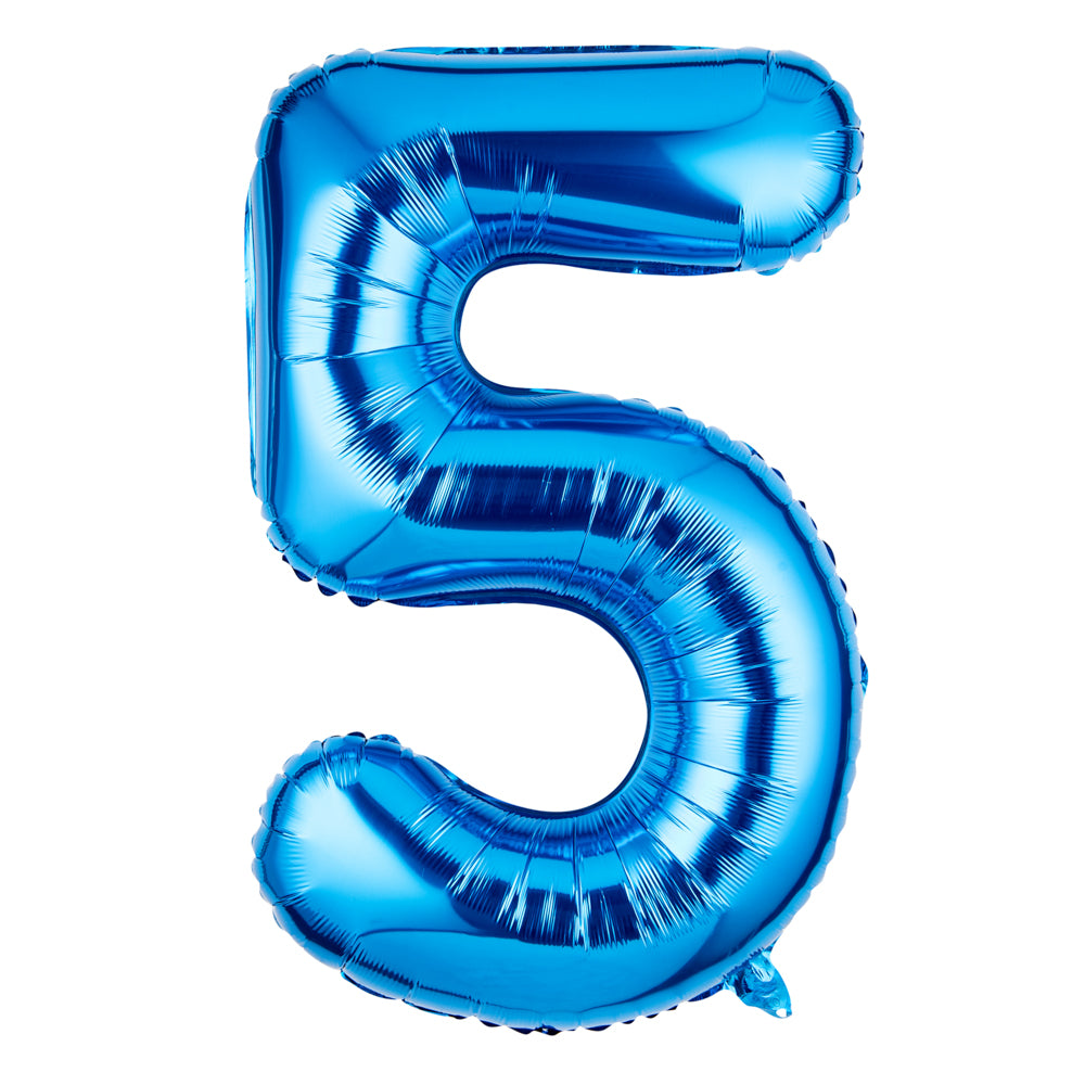 Balloonify Blue Mylar Number 5 Balloon - 40 Inch Large Foil Balloon for Birthday Parties, Baby Showers & Anniversary Celebrations - 1 Count Box