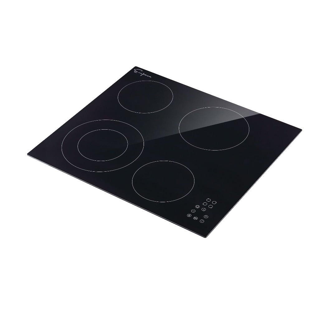 Empava 24-Inch 4-Burner Electric Radiant Cooktop - Black (24REC11) | Fast Heating Glass Stovetop for Modern Kitchens, Perfect for Cooking, Boiling & Simmering