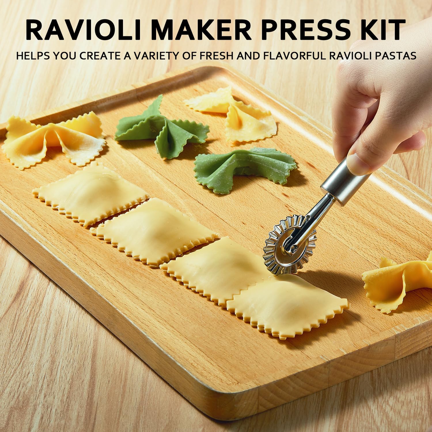 Premium Ravioli Maker Press Kit - Heart & Square Pasta Stamp Cutter (1.85