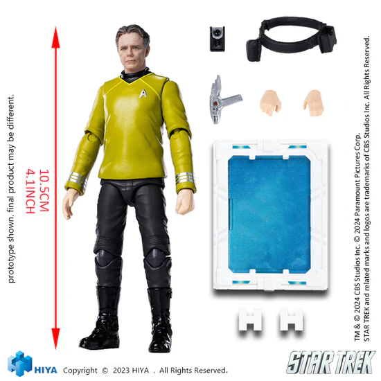 PRE ORDER 1/18 HIYA 4inch Action Figure - Exquisite Mini Series STAR TREK 2009 Captain Pike Collectible Toy | Perfect for Display, Gifts & Star Trek Fans