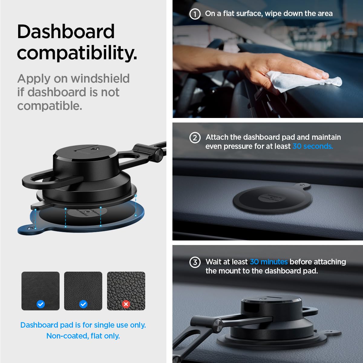 Spigen OneTap Pro 3 (MagFit) MagSafe Car Mount - 15W Apple Certified Wireless Charger for iPhone 16/15/14/13/12 Series - Dashboard, Windshield & Screen Mount - Perfect for Commuting, Road Trips & Hands-Free Navigation