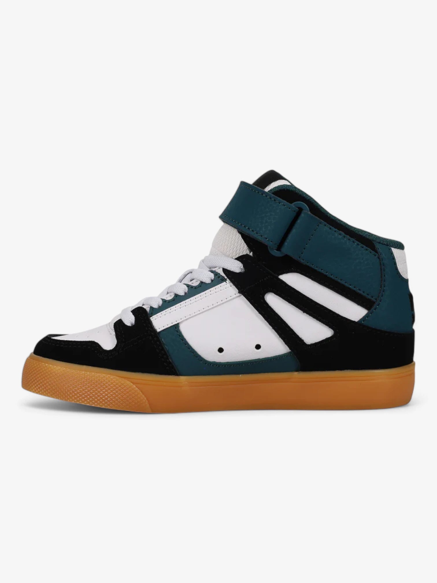 DC Pure Hi Top EV Skate Shoes for Boys - White, Green & Black - High Top Sneakers for Skateboarding & Casual Wear