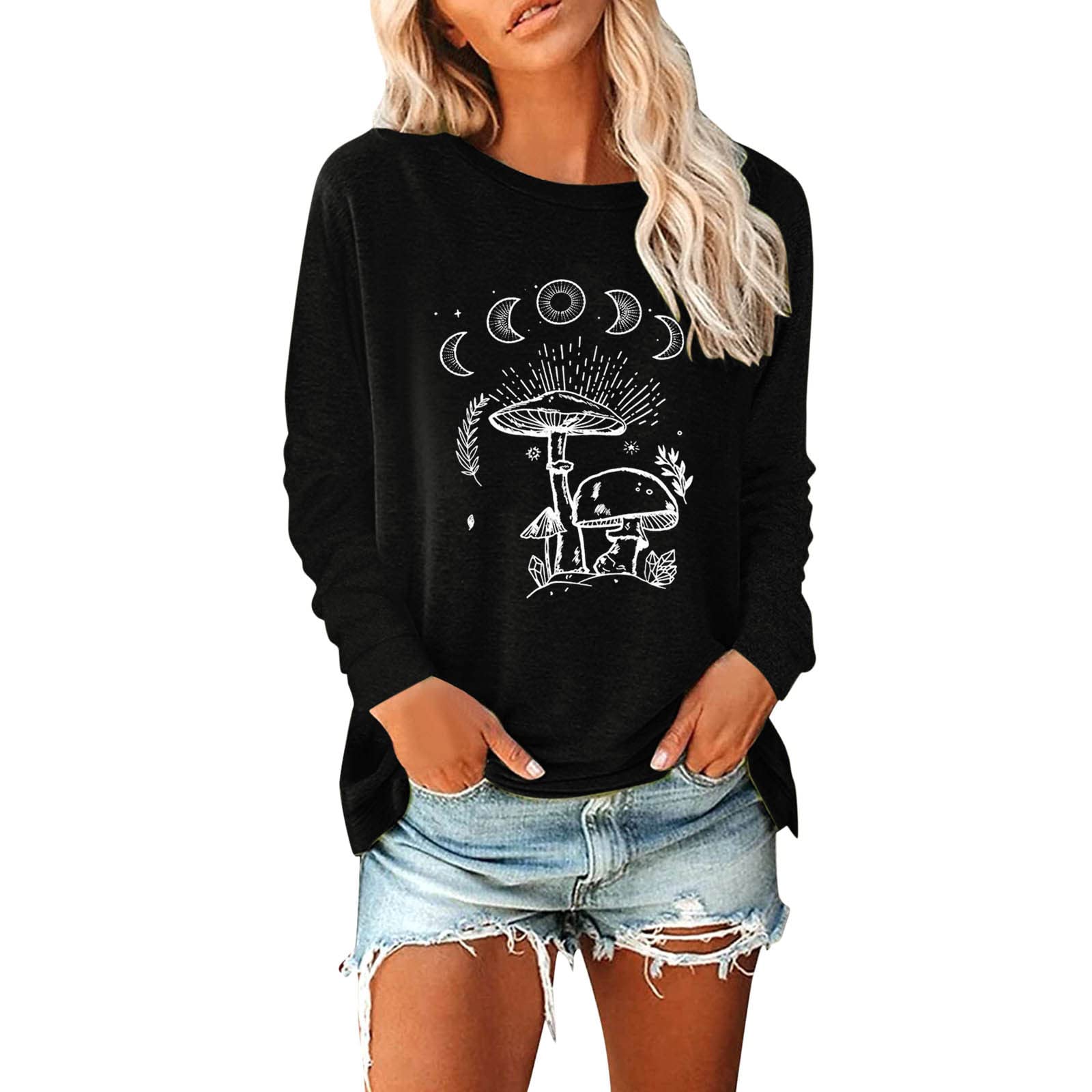 UYTOGOFE Women's Casual Loose Fit Printed Long Sleeve T-Shirt - Round Neck Tunic Top for Women Plus Size | Perfect for Work, Weekend Outfits & Layering