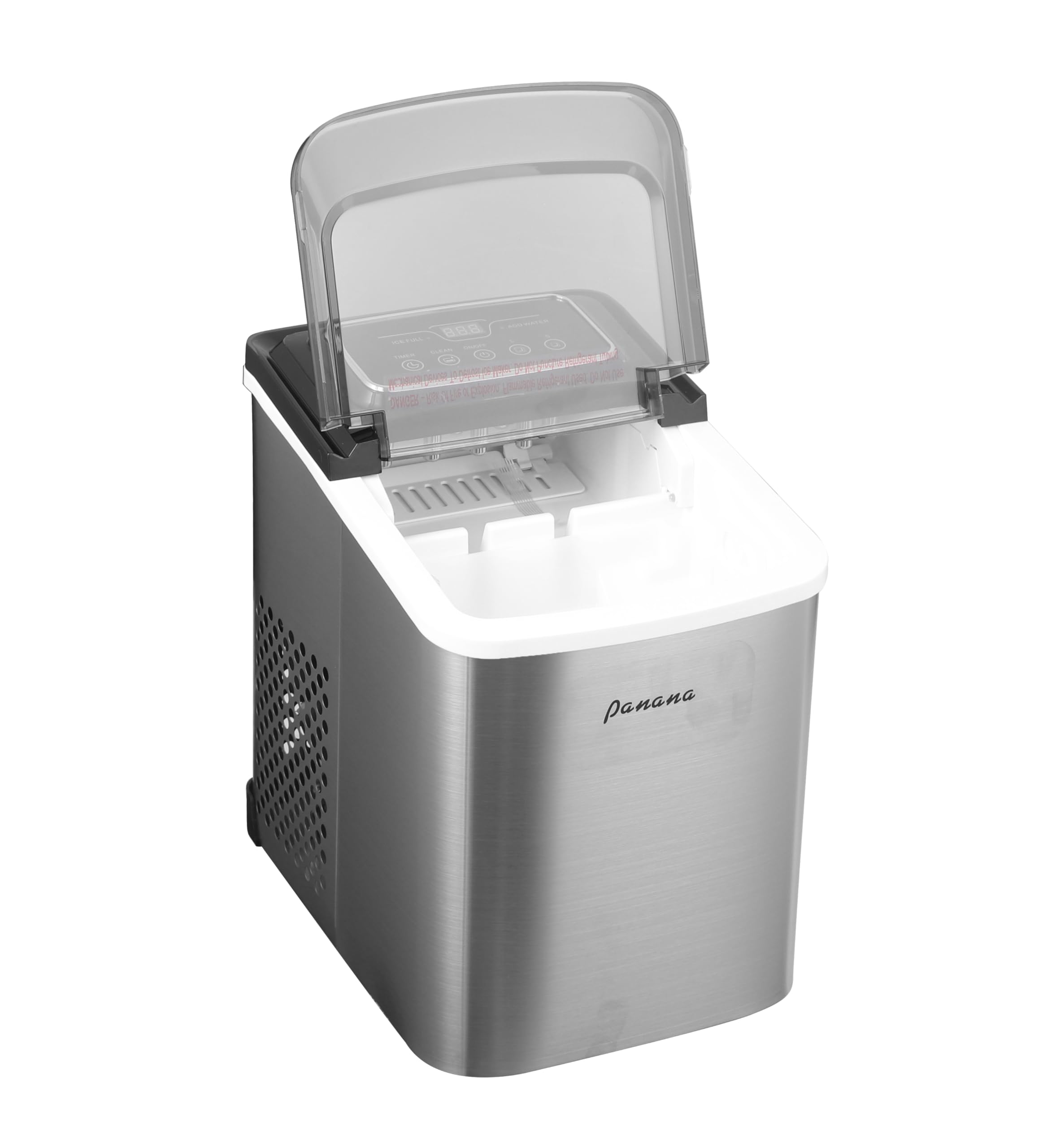 Panana Countertop Ice Maker Machine - 26lbs/24H, Makes 9 Ice Cubes in 7-10 Minutes, Automatic Portable Ice Maker with Handle, Scoop & Basket (Silver) - Perfect for Home, Office, Parties & Outdoor Activities
