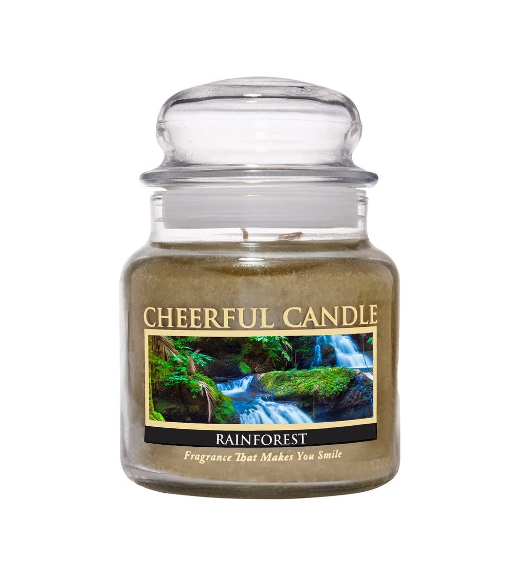 Rainforest Scented Candle - 16oz Jar with 80 Hours Burn Time, Aromatic Soy Wax Candle for Home, Office & Spa Relaxation - Perfect Gift for Women