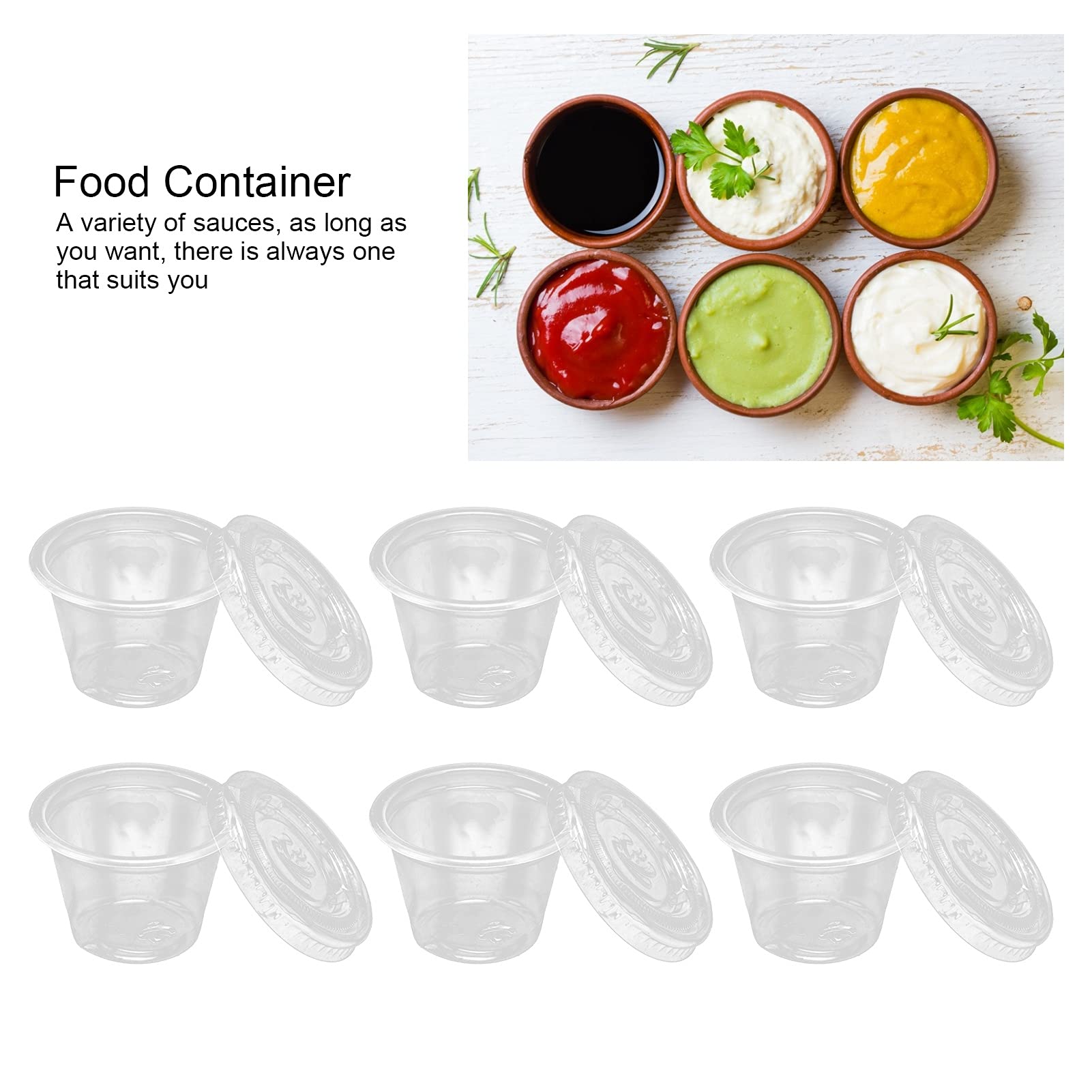 100-Pack 1 oz Clear Plastic Portion Cups with Lids - Disposable Jello Shot & Condiment Containers for Sauce, Pudding, Dipping - Perfect for Parties, Catering, Restaurants & Home Use
