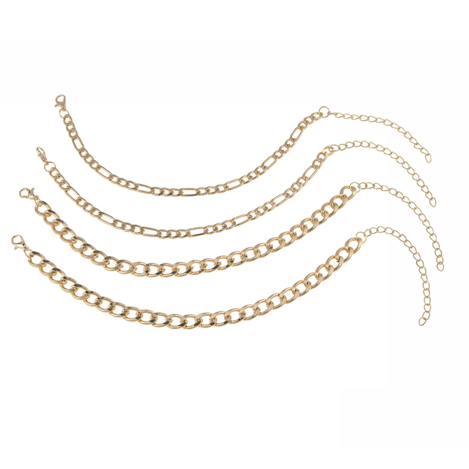 4PC Alloy Ocean Boho Bracelet Set - Women's Cute Beach Bohemian Anklet & Wrist Jewelry (Gold, One Size) - Perfect for Summer Vacations, Beach Parties & Boho Fashion Accessories