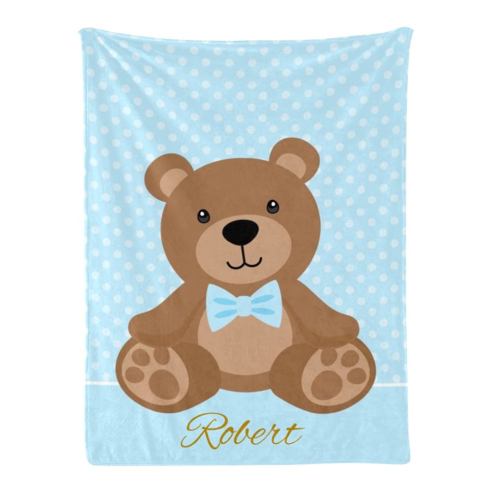Custom Personalized Bear Art Baby Blanket with Name - Super Soft Fleece Nursery Blanket for Boys & Girls (30x40 Inches) - Perfect for Baby Showers, Birthdays & Nursery Decor