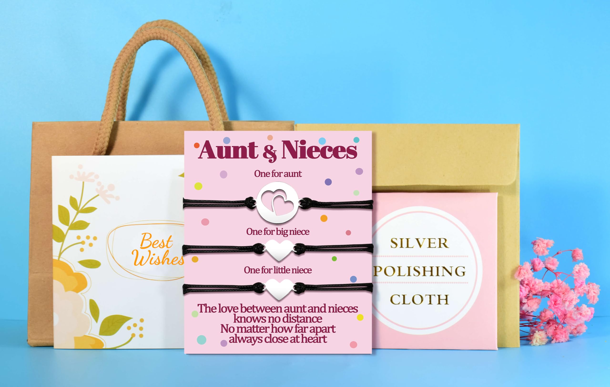 **Matching Heart Love Bracelets Set for Aunt & Nieces (2/3/4/5 Pcs) - Perfect Gift for Mother's Day, Birthday, Valentine's Day - Jewelry for Women, Family Bonding & Special Occasions**