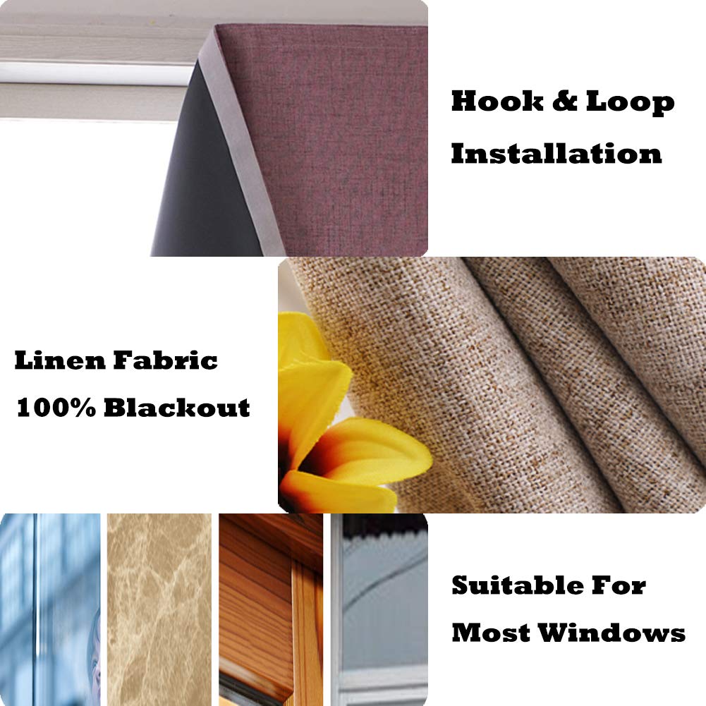 GettyGears 100% Blackout Lined Curtains - Thermal Insulated Linen Window Drapes 39