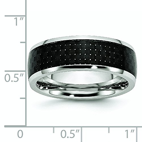 Men's Cobalt Black Carbon Fiber Inlay 8mm Polished Wedding Band Ring - Durable & Stylish Titanium Ring for Men, Perfect for Engagement, Wedding, Anniversary & Everyday Wear