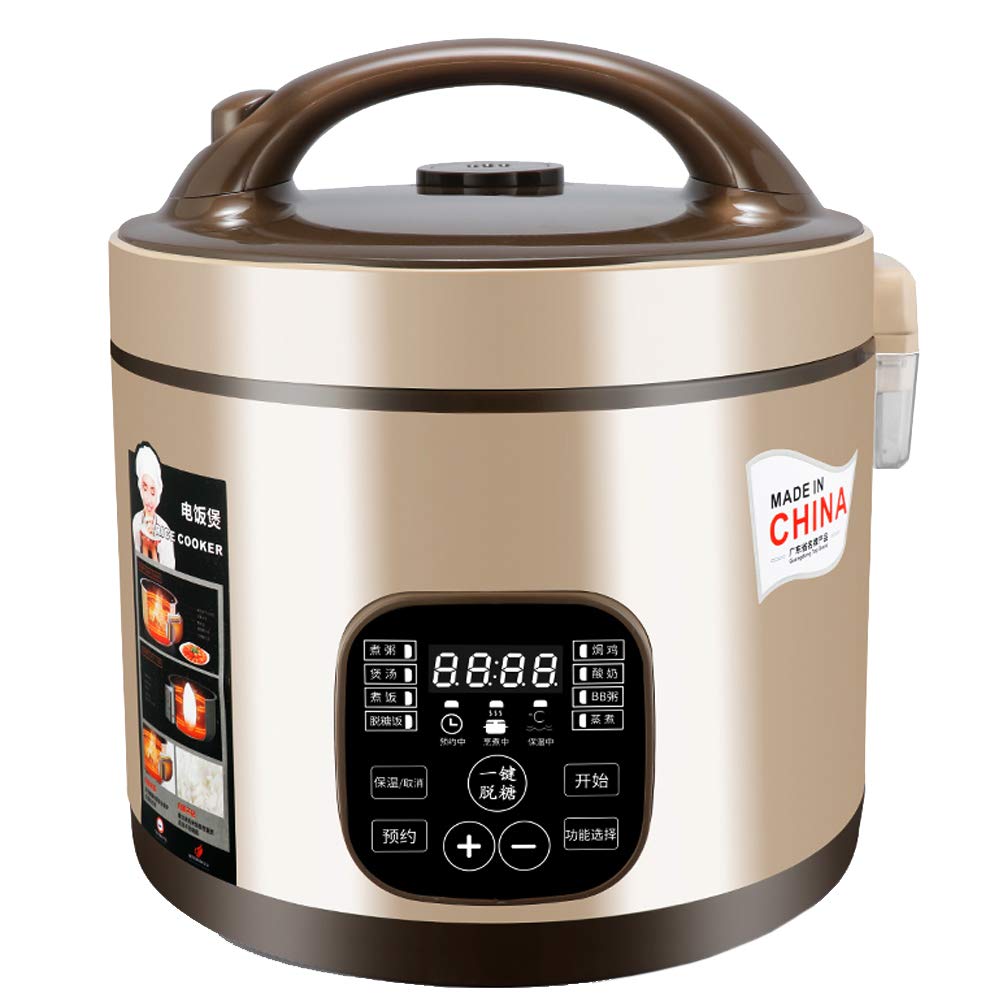 TQMB 5L Digital Programmable Rice Cooker - Multi-Functional Smart Stewpot with Saute, Low Sugar Grain Maker, Stainless Steel Double Inner Pot, Instant Keep Warm & 24H Preset (Gold) - Perfect for Healthy Cooking, Meal Prep & Family Dinners