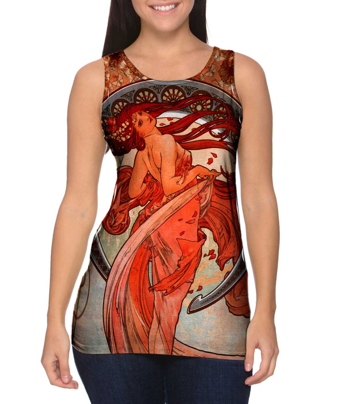Yizzam Alphonse Mucha Dance 1898 Vintage Art Women's Tank Top - Casual Wear, Summer Outfits, Artistic Fashion