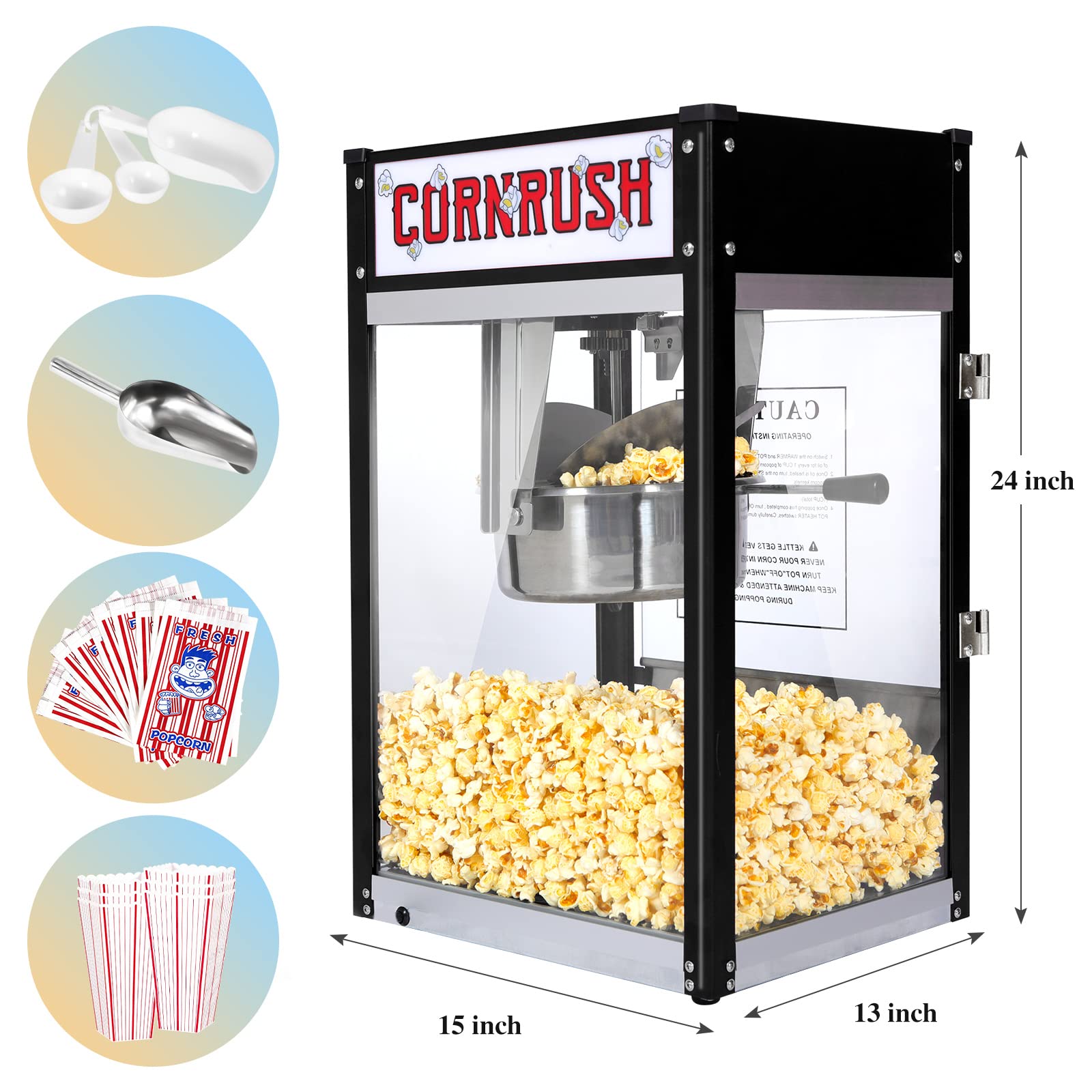 8oz Tabletop Popcorn Machine - Old Fashioned Movie Theater Style Popcorn Popper for Home, Halloween & Christmas Gifts (Black) | Perfect for Movie Nights, Parties & Family Gatherings