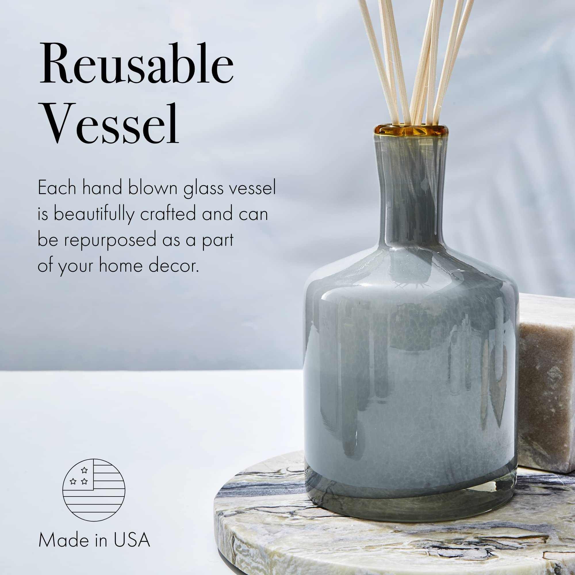 LAFCO New York Signature Reed Diffuser - Sea & Dune Scent, 15 oz Long-Lasting Fragrance (Up to 9 Months) - Handcrafted Glass Vessel with Natural Wood Reeds - Made in USA - Perfect for Home, Office & Spa Aromatherapy