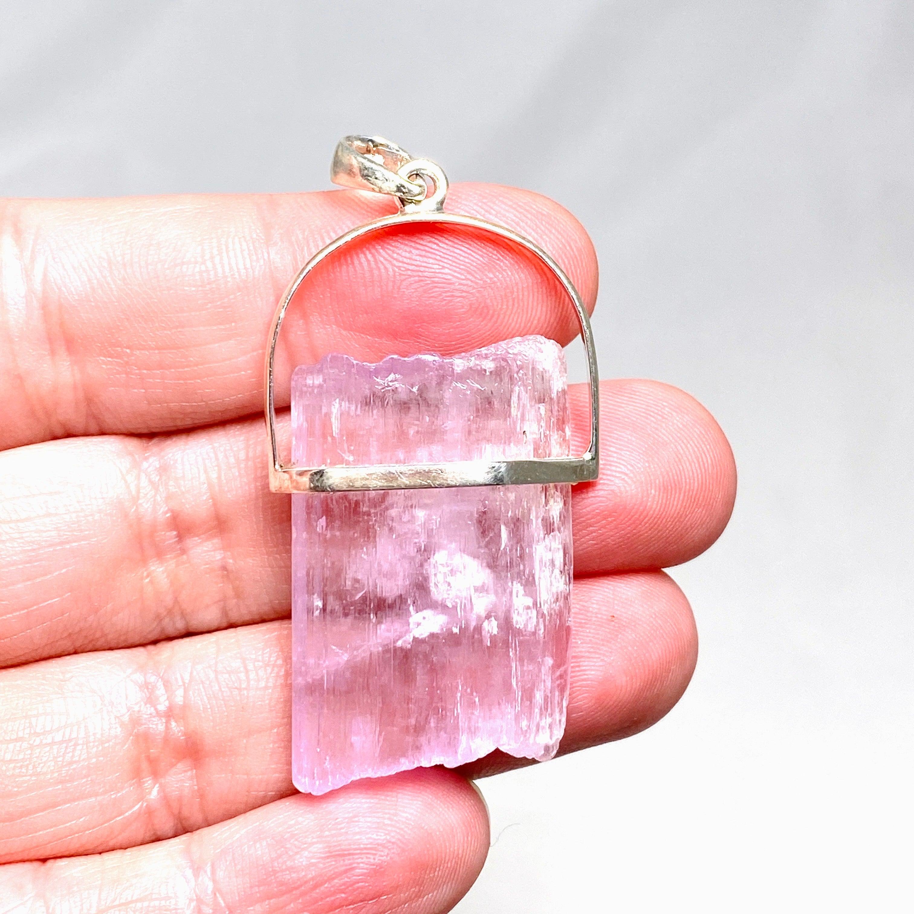 Natural Kunzite Raw Crystal Pendant Necklace - PPGJ710 | Healing Stone Jewelry for Meditation, Energy Balancing & Spiritual Gifts