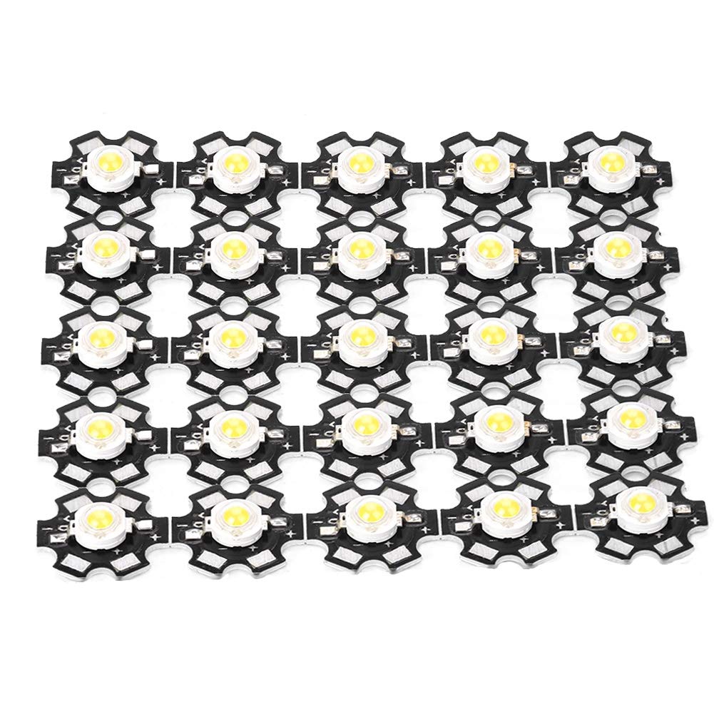 25PCS Integrated LED Chip Light Beads - 6000-6500K Cool White for Flashlight & DIY Lamps - High Brightness LED Plate for Home Lighting, Camping, Emergency and Craft Projects
