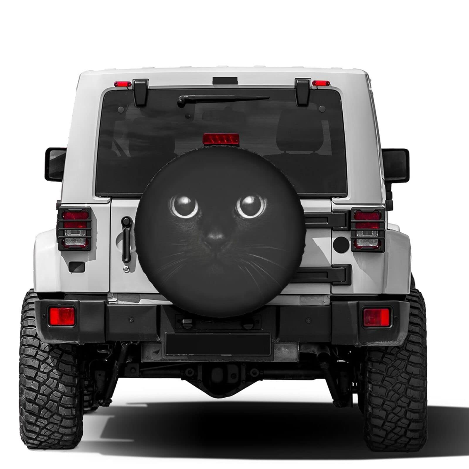 Waterproof UV-Resistant Spare Tire Cover for Jeep, Trailer, RV, SUV - 16 Inch Dustproof Wheel Protector with Cat in The Dark Design | Perfect for Off-Road Adventures & Camping Trips