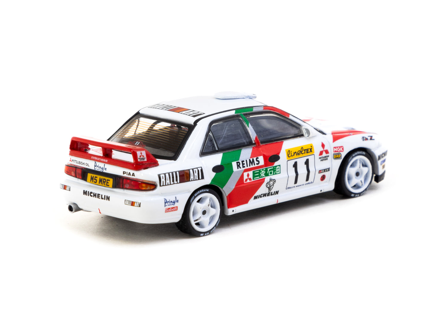Tarmac Works 1/64 Scale Mitsubishi Lancer Evolution II Rallye Monte Carlo 1995 #11 Diecast Model Car - Perfect for Collectors, Display, and Racing Enthusiasts