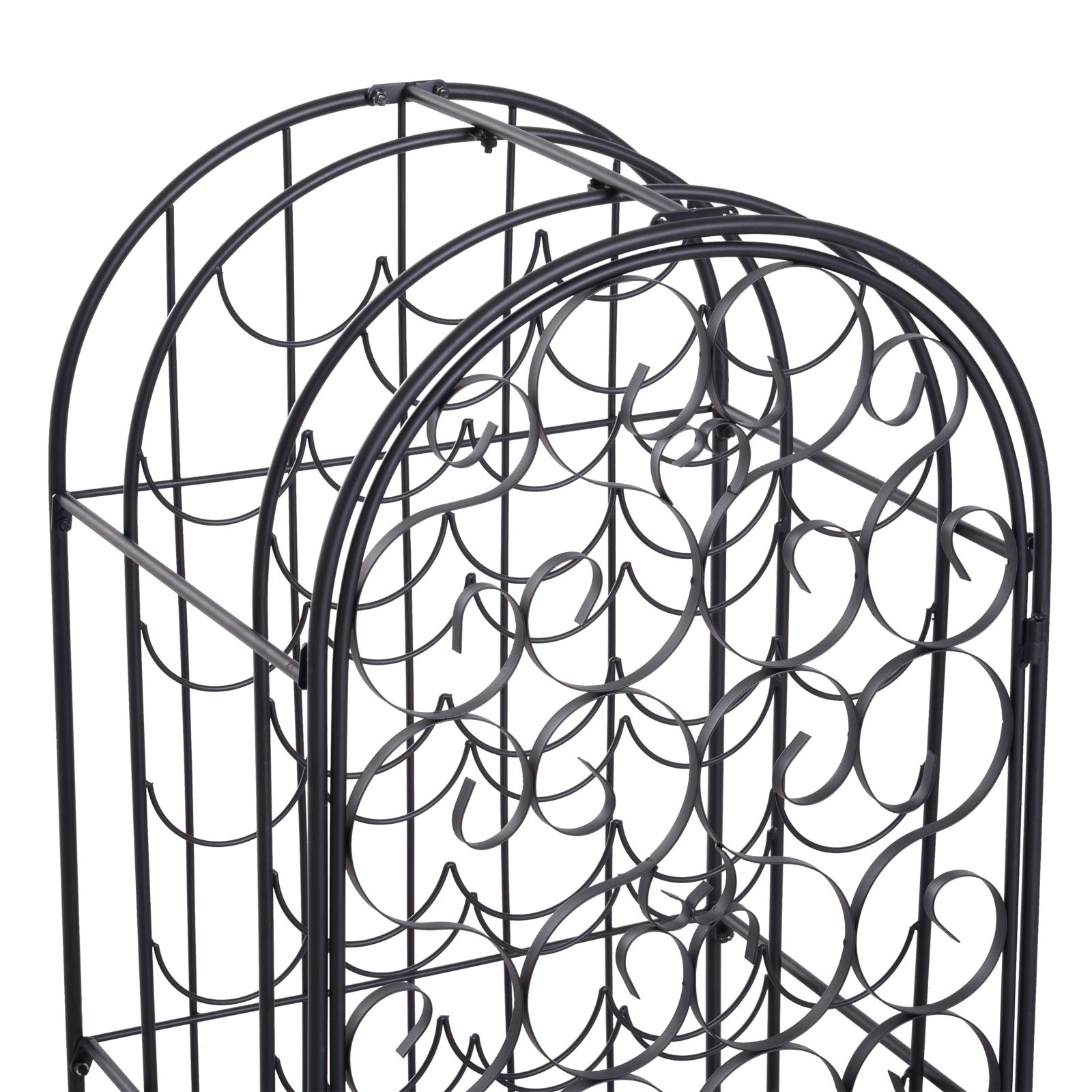 HOMCOM 35 Bottle Black Wrought Iron Wine Rack Cabinet with Lock - Freestanding Wine Storage for Home, Bar, Restaurant, or Cellar Organization