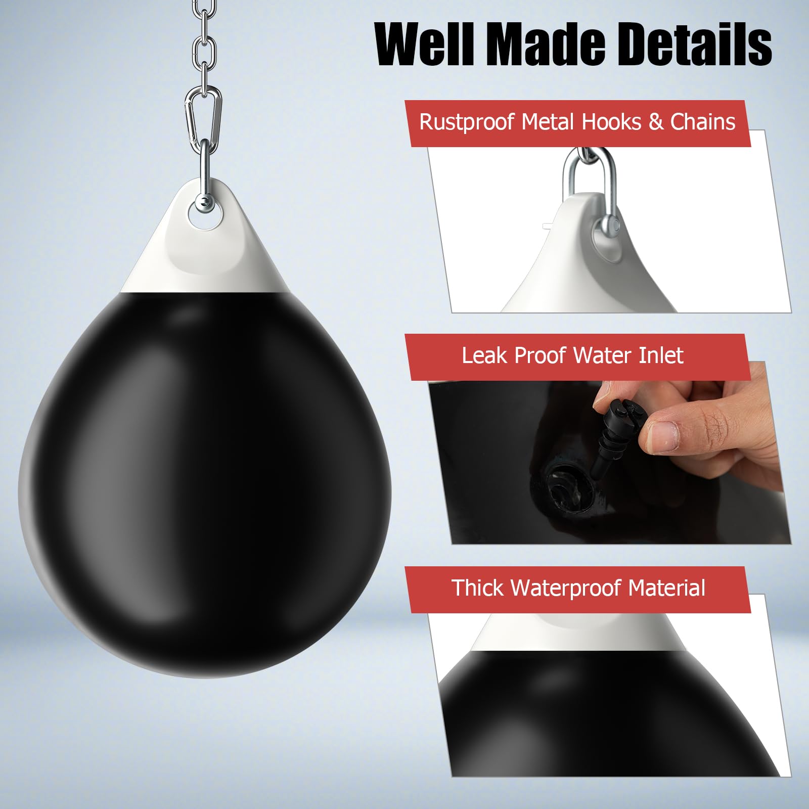 GYMAX Heavy Duty Water Filled Punching Bag with Water Injector & Hanging Accessories - Folding Boxing Bag for Home Gym, Boxing Training Equipment for Adults & Teens - Perfect for MMA, Kickboxing, and Fitness Workouts