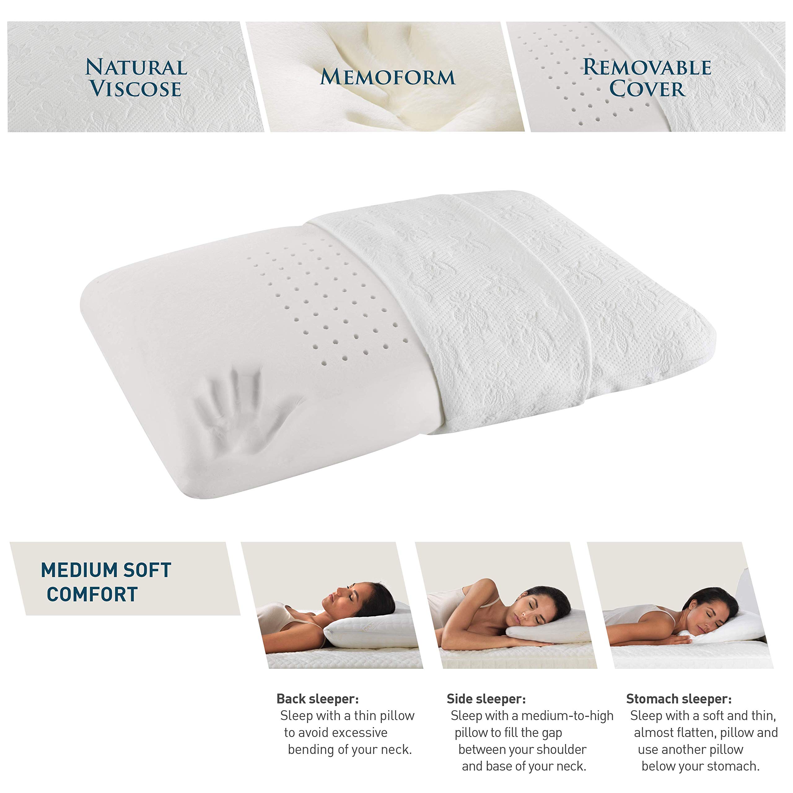 Magniflex Classico Smart Plus Memory Foam Pillow - Ultra Soft Contouring Support for Side, Back & Stomach Sleepers - Orthopedic Neck Pain Relief - Perfect for Home, Travel & Office Use - 100% Made in Italy