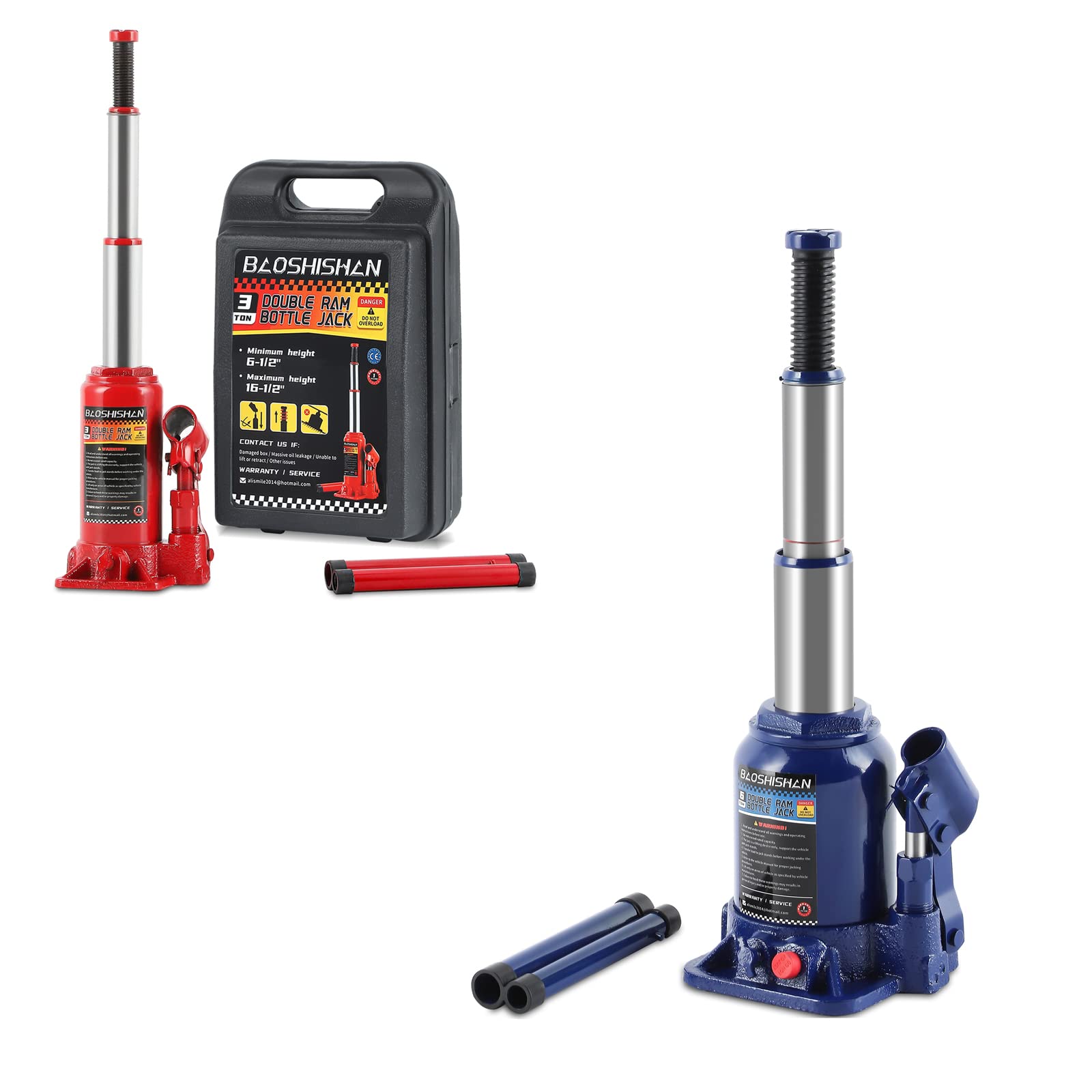 BAOSHISHAN 3 Ton & 6 Ton Hydraulic Bottle Jack Set - Heavy Duty Car Lift Jack for Vehicle Repair, Tire Change, and Auto Maintenance - Perfect for Home Garage, Auto Shops, and Emergency Roadside Use