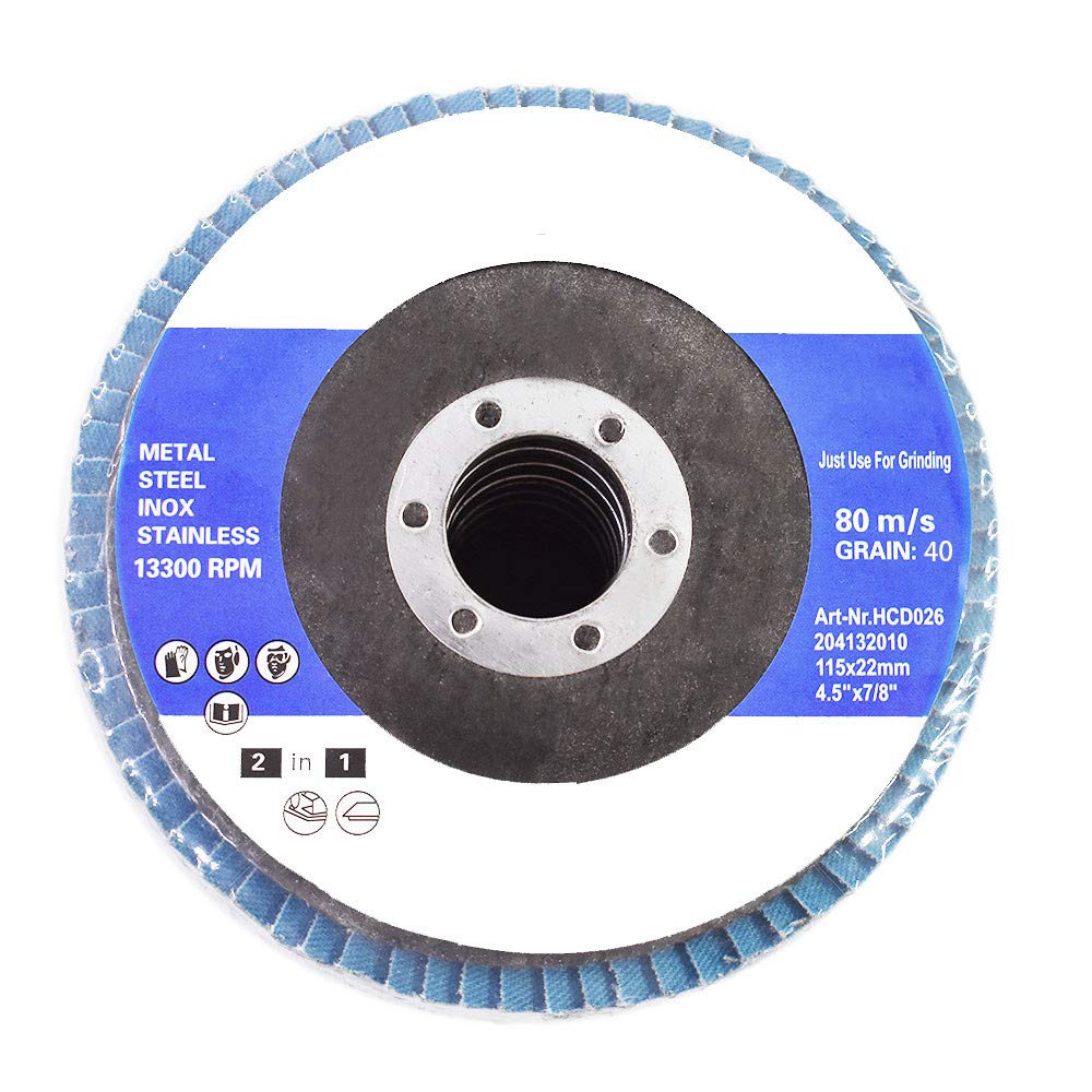 100 Pcs 4-1/2 x 7/8 Inch 40 Grit Zirconia Flap Discs - Grinding Wheel & Abrasive Sanding Disc for Metal, Wood & Paint Removal - Perfect for Angle Grinders & DIY Projects
