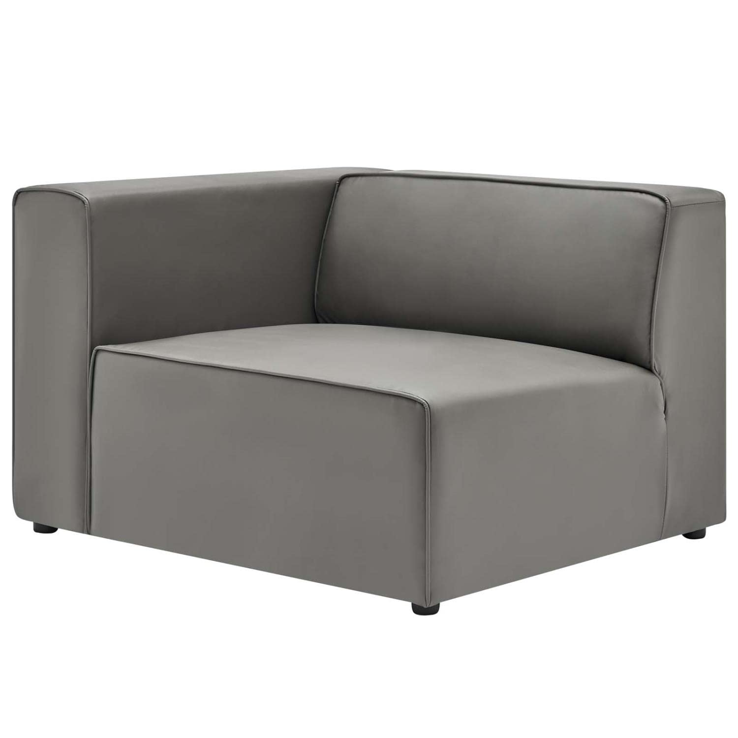Modway Mingle Vegan Leather 2-Piece Sectional Loveseat Sofa - Gray Faux Leather Couch for Living Room, Apartment & Small Spaces
