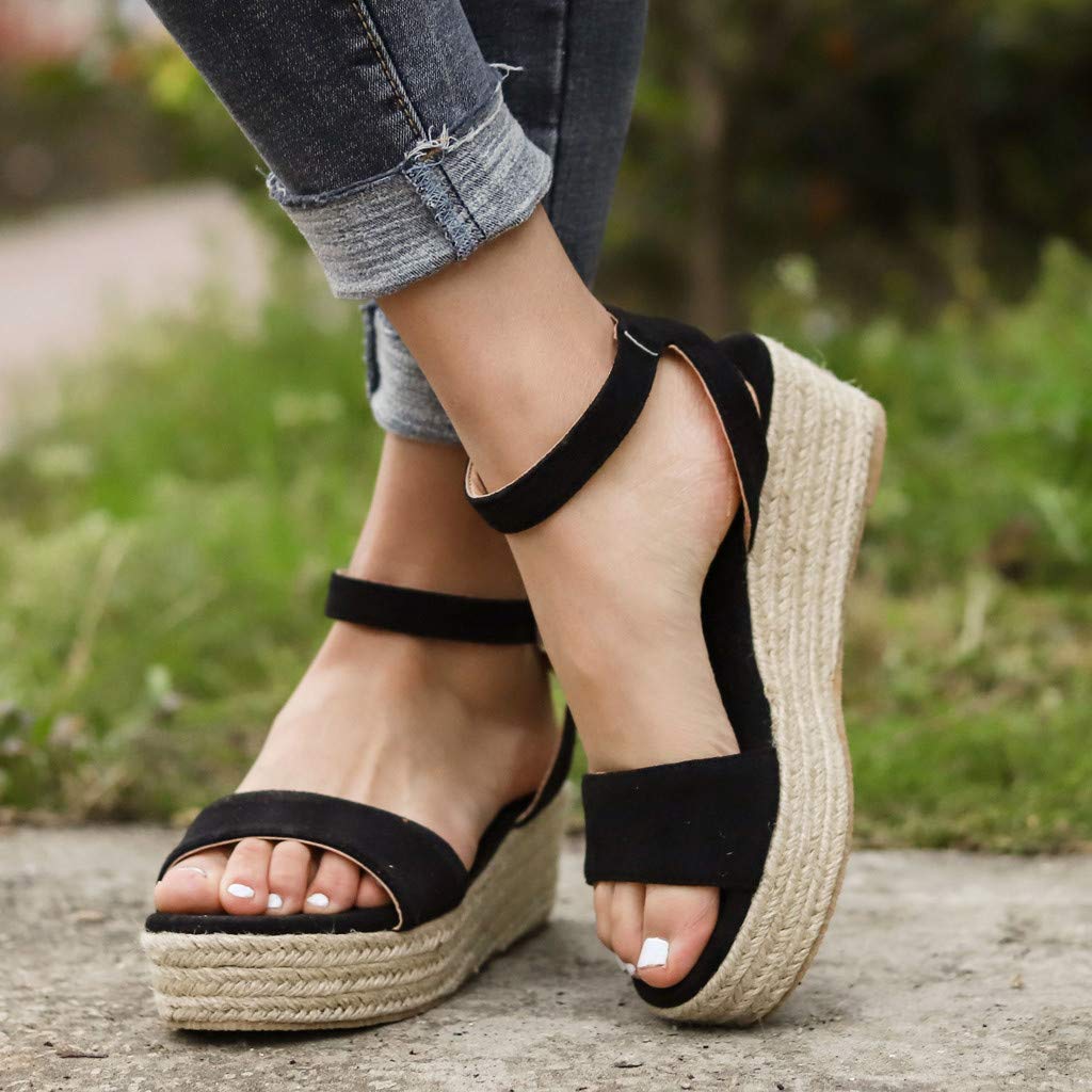 Women's Flat Sandals with Ankle Strap - Comfortable Platform Espadrille Wedge Sandals with Studded Open Toe Design | Perfect for Summer, Beach, Vacation & Casual Outfits