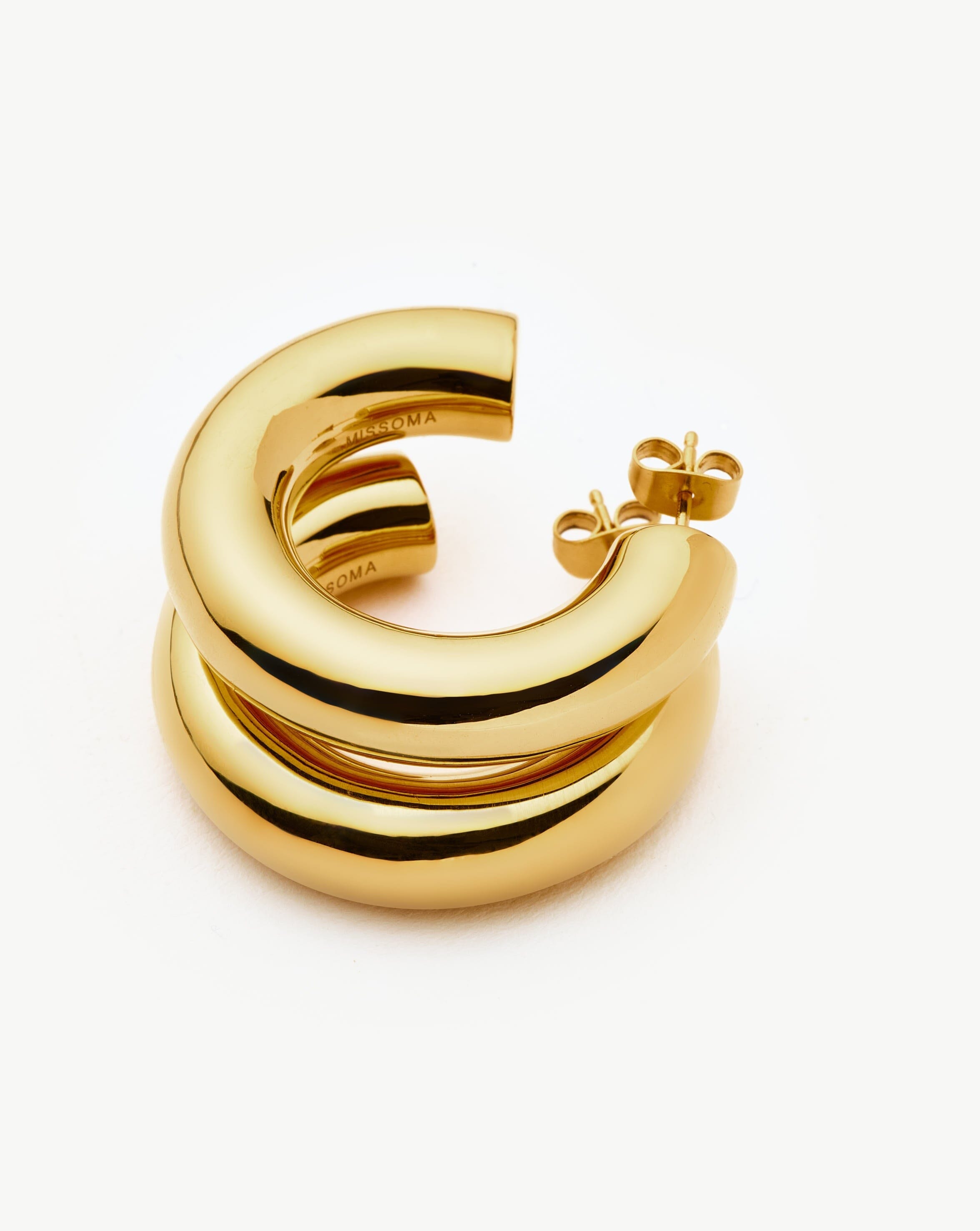 Chubby Large Hoop Earrings for Women - 18K Gold Plated Chunky Hoops - Perfect for Everyday Wear, Parties & Special Occasions