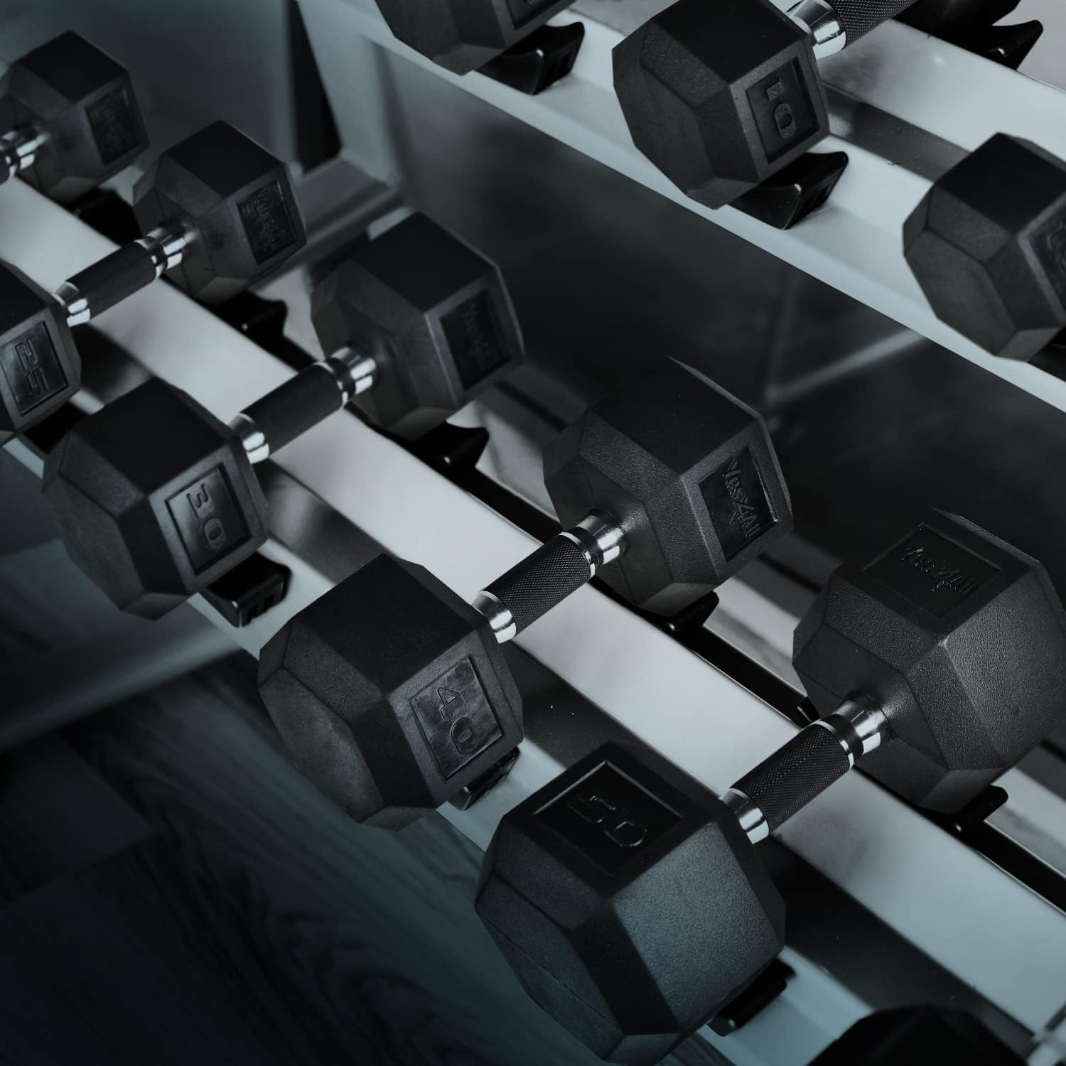 Yes4All Rubber Grip Encased Hex Dumbbells – Anti-Slip Hand Weights 5-50 LBS Pair/Set for Home Gym, Strength Training & Workout