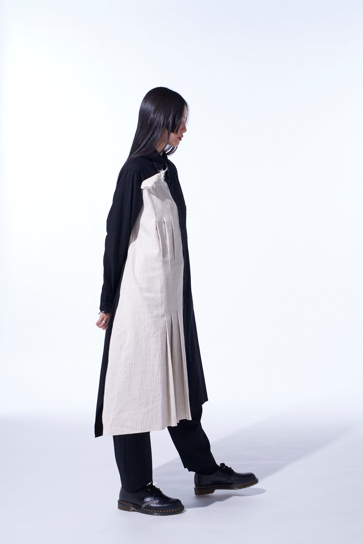 Stylish Cotton Twill Shirt Dress with Striped Pleated Fabric - Perfect for Casual Outings, Office Wear & Spring Fashion | Women's Comfortable & Trendy Dress