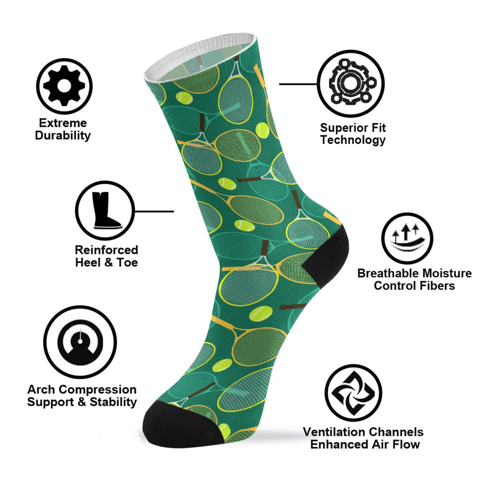 Women's & Men's Crew Athletic Socks - Mid Calf Comfortable Casual Socks for Running, Gym & Daily Wear - Novelty Design Cozy Socks for Sports & Everyday Use