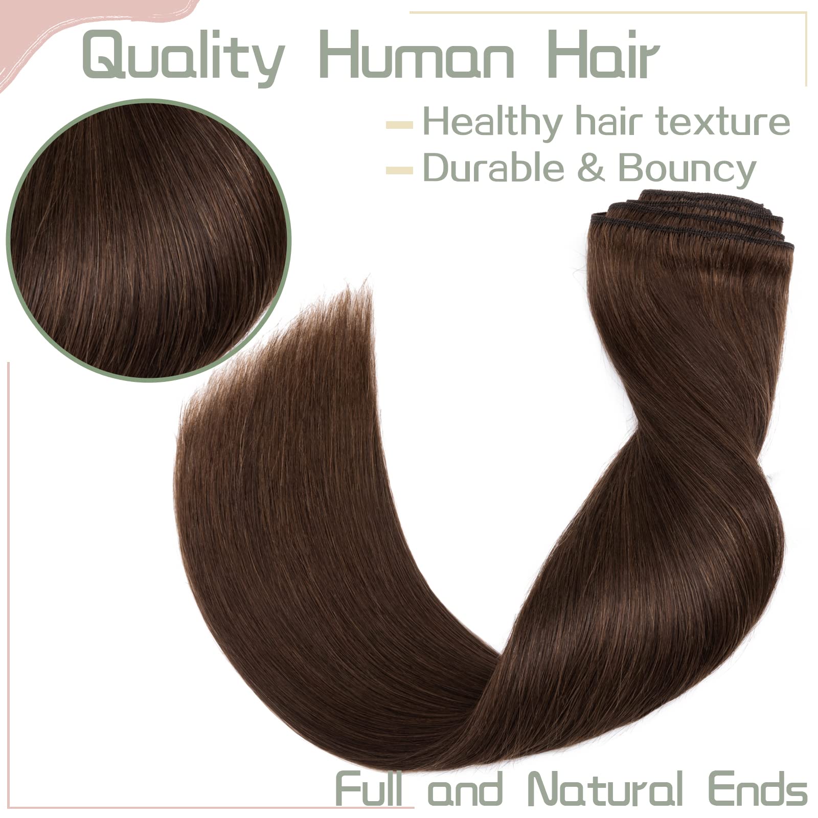 S-noilite 100% Remy Human Hair Clip-in Extensions - 8 Pieces, 18 Clips, 20 Inch, 150g, Medium Brown (#4) - Thick Double Weft for Full Head Coverage - Straight & Silky Hair Extensions for Daily Styling, Parties & Special Occasions