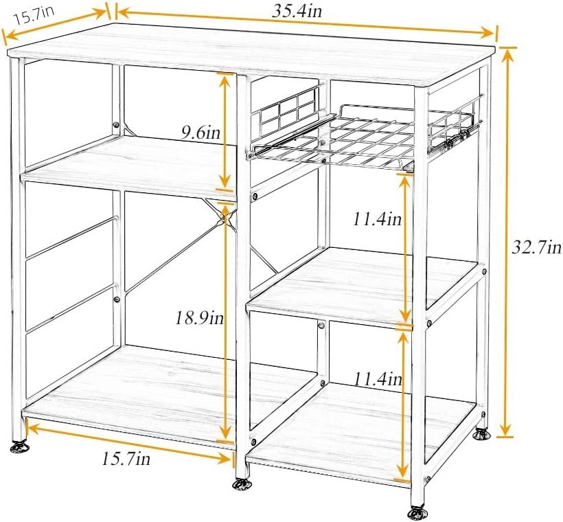 SogesHome 4-Tier Microwave Stand Shelf - Sturdy Kitchen Storage Organizer with Walnut Black Finish - Perfect for Coffee, Snacks & Small Appliances - Ideal for Home, Kitchen & Living Room Organization