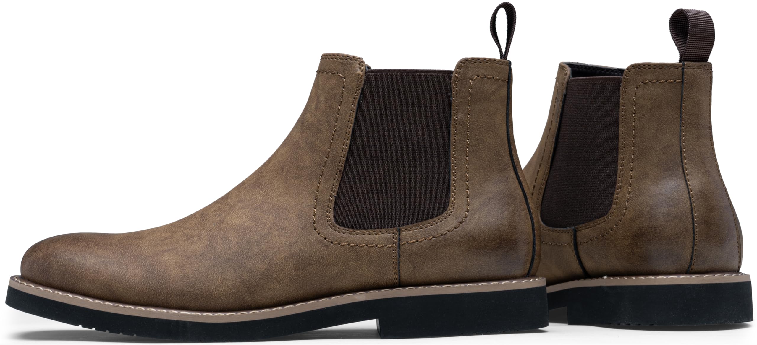 Vostey Men's Chelsea Boots - Classic Slip On Ankle Dress Boots for Casual Wear | Black Leather Comfortable Shoes for Work, Office & Everyday Outfits