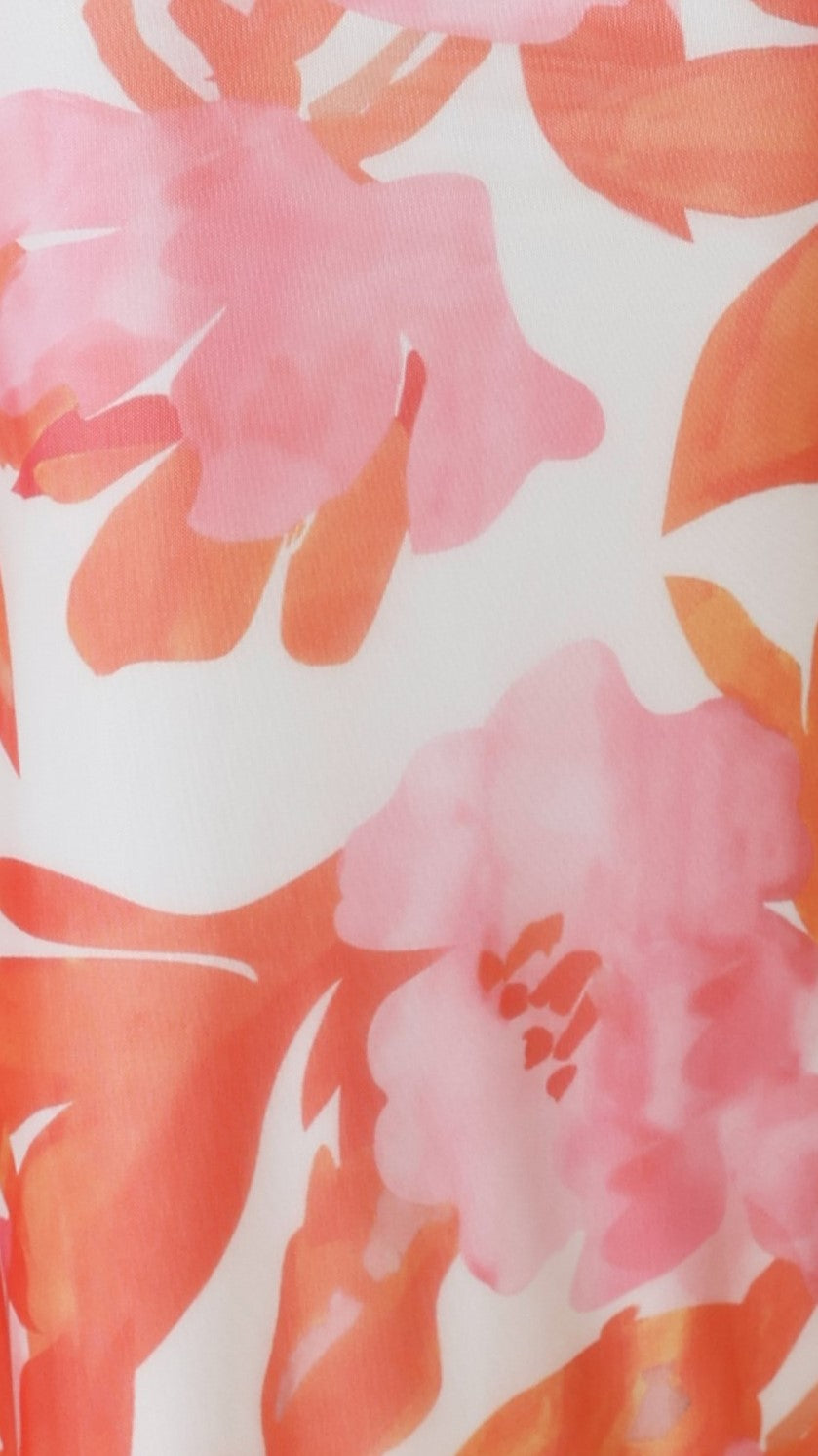 Ashley Maxi Dress - Pink & Orange Floral Print Summer Dress for Women | Beach, Vacation & Casual Wear