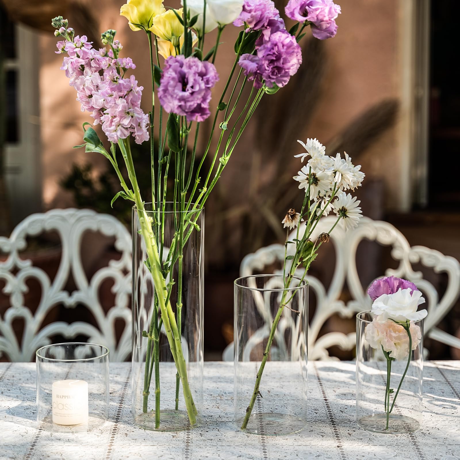 12Pcs Glass Cylinder Vases for Wedding Centerpieces - 6 Inch Tall Clear Flower Vases for Table Decor, Bulk Hurricane Candle Holders, Party & Home Decor - Perfect for Weddings, Events, and Shelf Displays