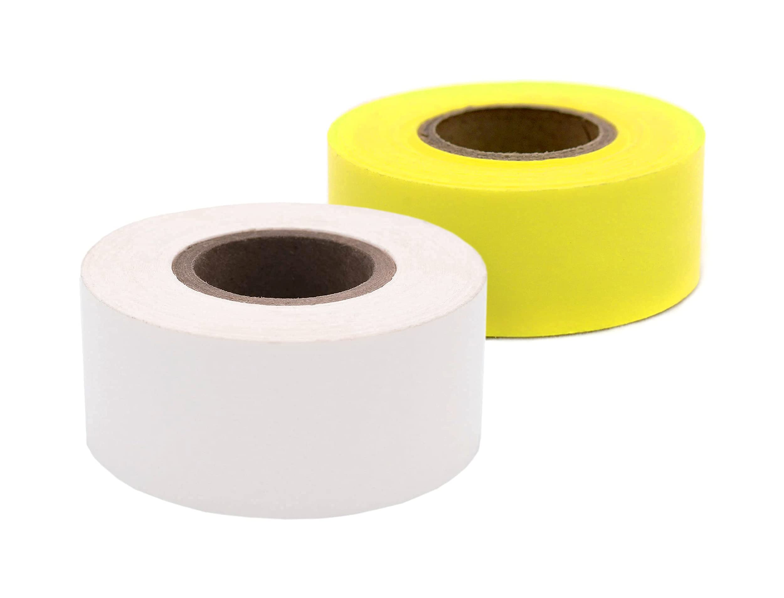 ChromaLabel 1 Inch Color Coding Tape Bundle - White and Yellow Adhesive Labels for Office, Warehouse & Home Organization