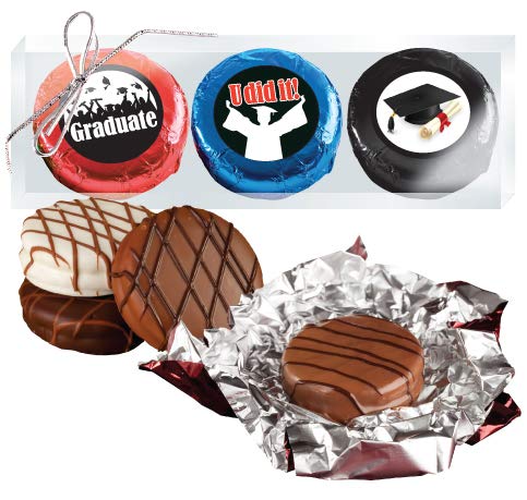 Graduation 'Cookie Talk' Chocolate Covered Cream Filled Sandwich Cookies Trio - Perfect for Graduation Parties, Gifts & Celebrations